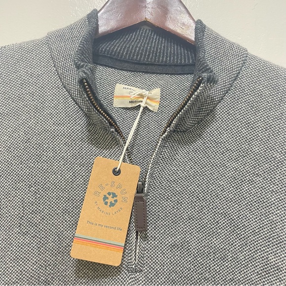 NWT Sweater Marine Layer RE Spun Men's Gray Color Long Sleeve Size M. - Picture 3 of 12